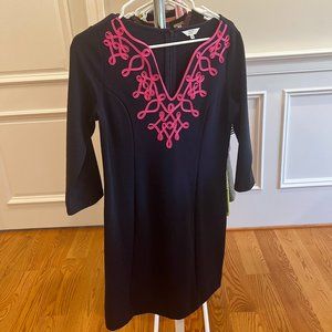 Navy & Pink Crown and Ivy 3/4 Sleeve Dress